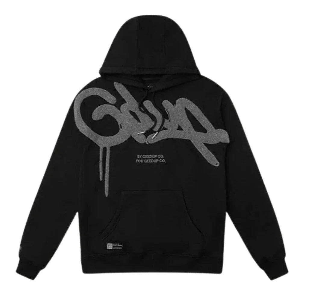 Geedup Handstyle Hoodie - Black/Grey - Hectic Kixs