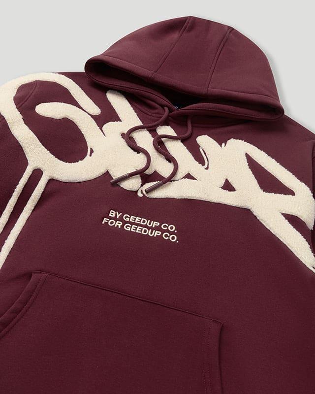 Geedup Handstyle Hoodie - Maroon/Cream - Hectic Kixs