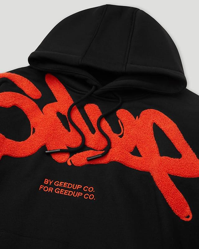 Geedup Handstyle Hoodie - Black/Burnt Orange - Hectic Kixs