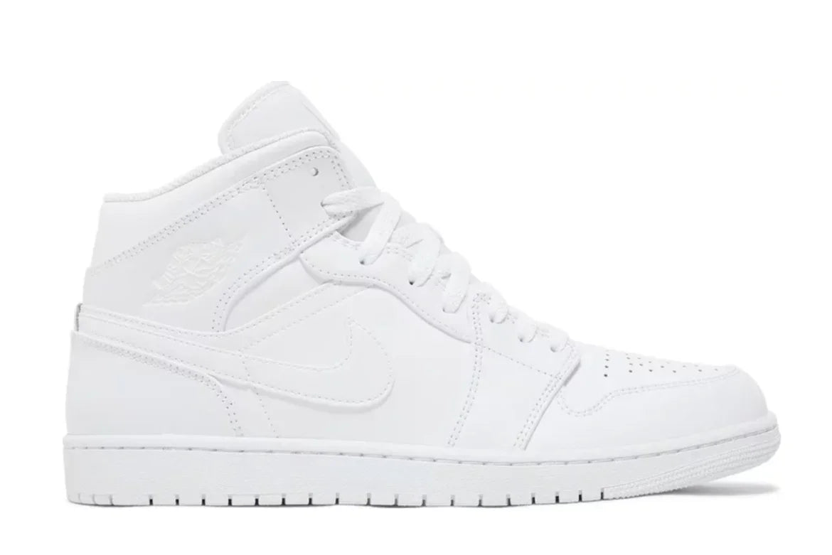 Nike Air Jordan 1 Mid - Triple White - Hectic Kixs