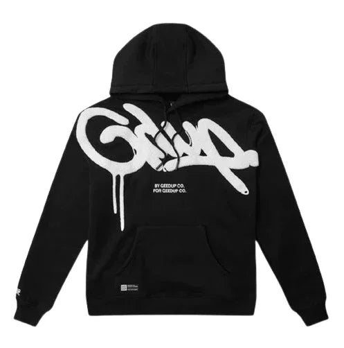 Geedup Handstyle Hoodie - Black/White - Hectic Kixs