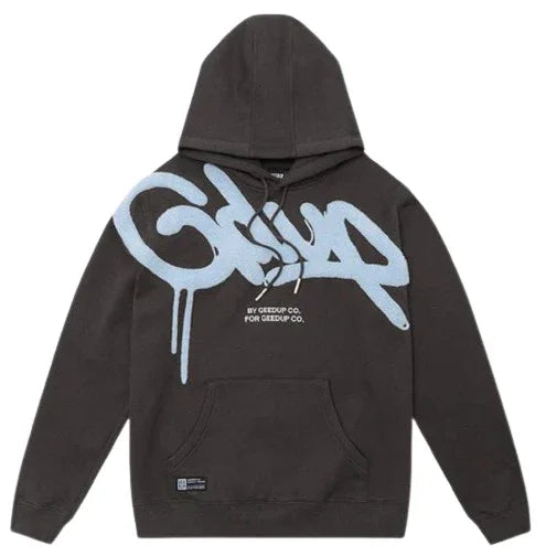 Geedup Handstyle Hoodie - Graphite/Pale Blue - Hectic Kixs