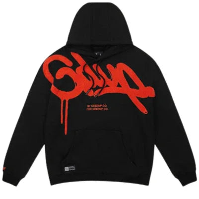Geedup Handstyle Hoodie - Black/Burnt Orange - Hectic Kixs