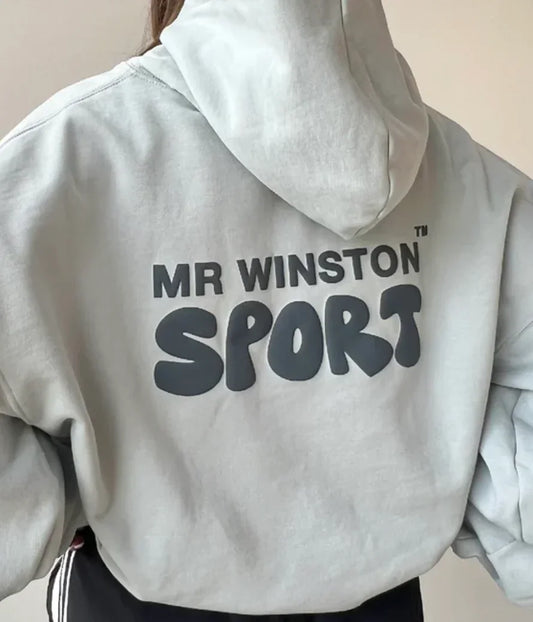 Mr Winston Soft Grey Puff Hooded Sweat - Hectic Kixs