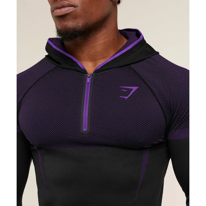 Gymshark Onyx 5.0 Seamless Hoodie Black/Athletic Purple