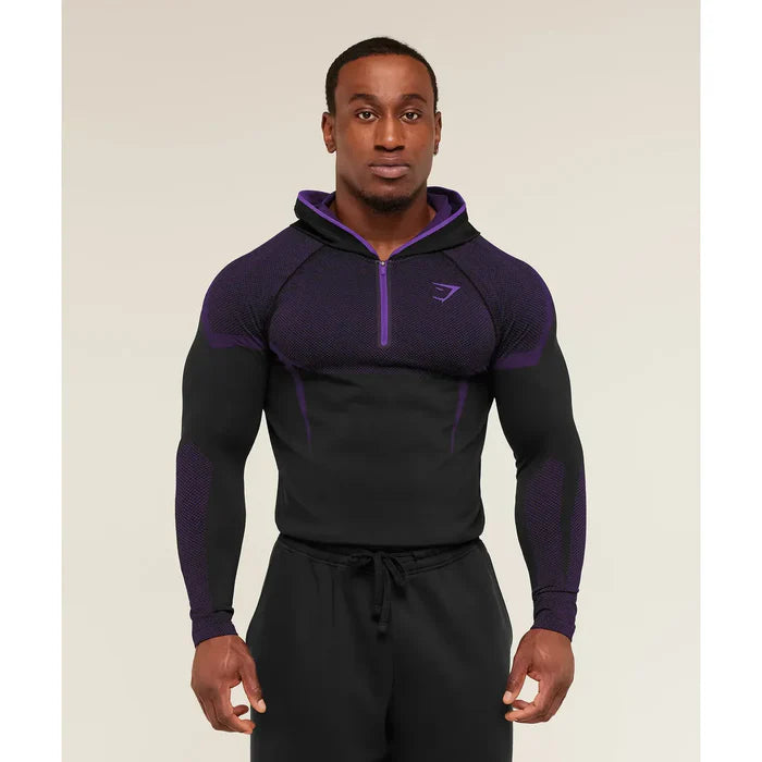Gymshark Onyx 5.0 Seamless Hoodie Black/Athletic Purple