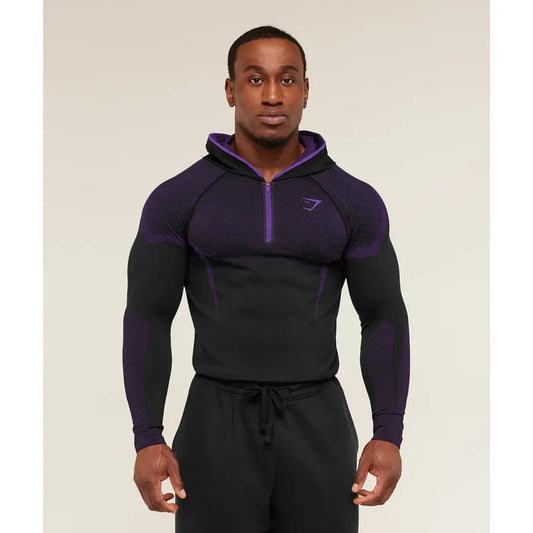 Gymshark Onyx 5.0 Seamless Hoodie Black/Athletic Purple