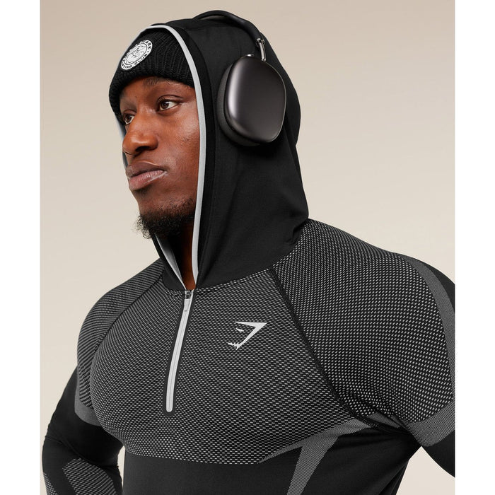Gymshark Onyx 5.0 Seamless Hoodie Black/Light Grey