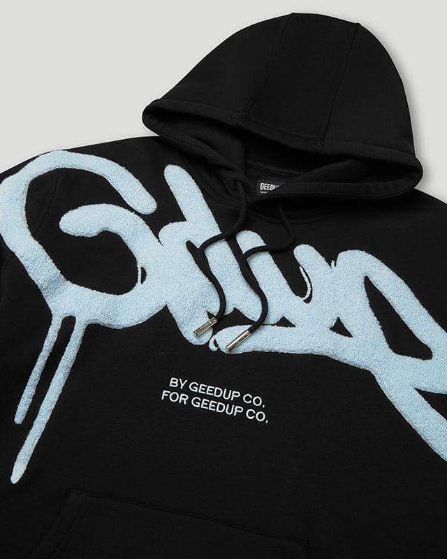 Geedup Handstyle Hoodie - Black/Baby Blue - Hectic Kixs