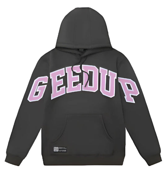 Geedup Team Logo Hoodie - Charcoal Dusty Pink