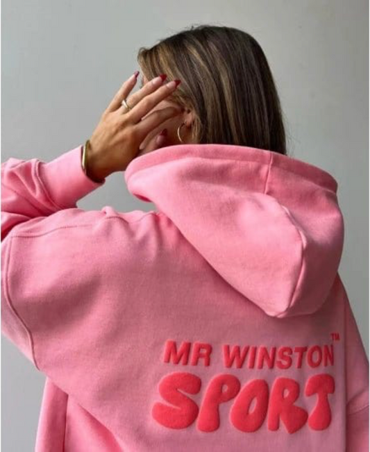 Mr Winston Vintage Pink Puff Hooded Sweat