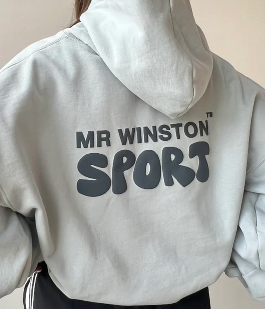 Mr Winston Soft Grey Puff Hooded Sweat